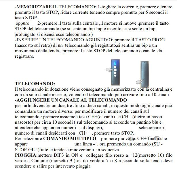 Telecomando multicanale per anemometro e centralina tende da sole