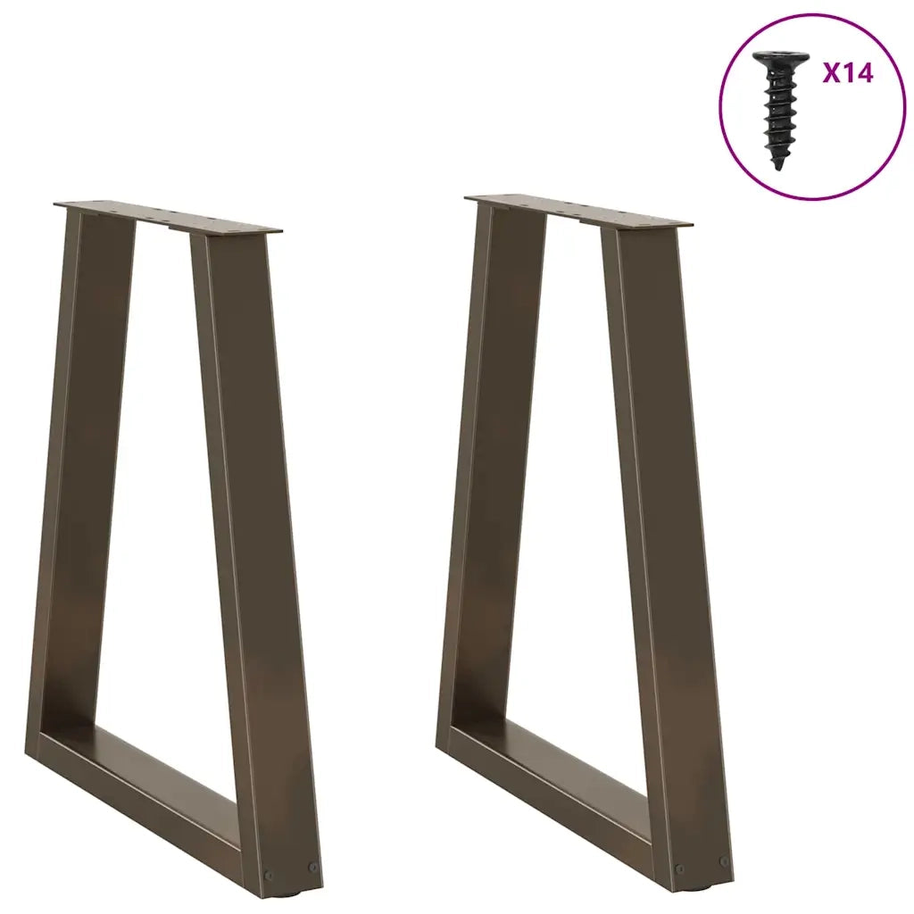 Gambe per tavolo da pranzo a forma di V 2 pz in acciaio naturale 50x(72-73,3) cm