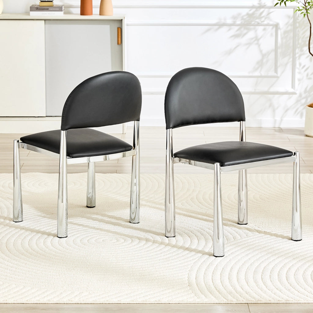 SEDIA da pranzo Set da 2 pezzi 80 cm PU Nero con gambe in metallo