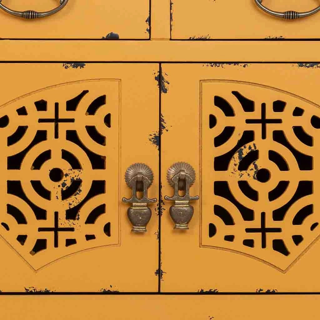 Tavolino da ingresso in legno giallo 120x40x102h cm