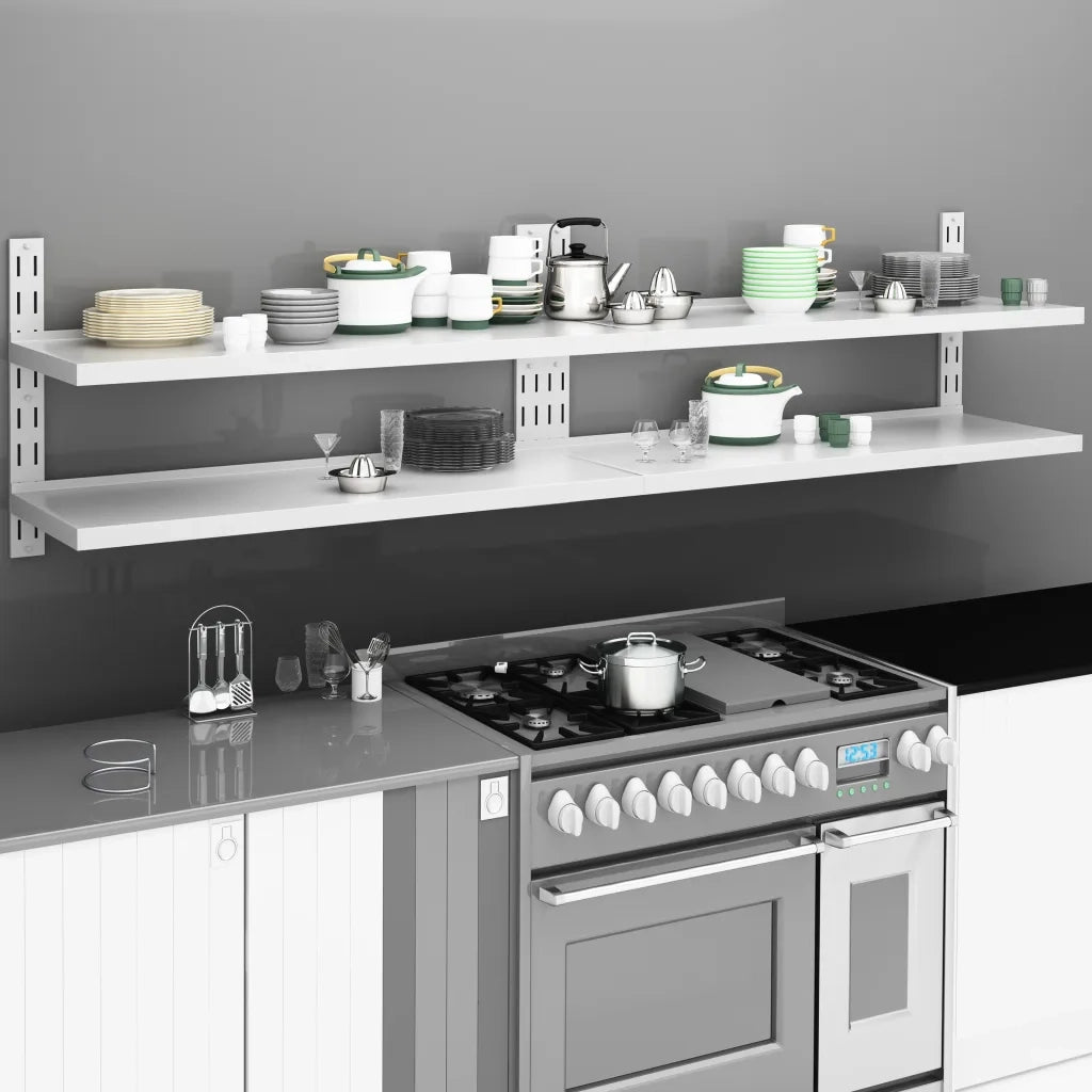 2 pz Mensole | Ripiano | Scaffale Galleggianti a 2 Livelli in Acciaio Inox 240x30 cm