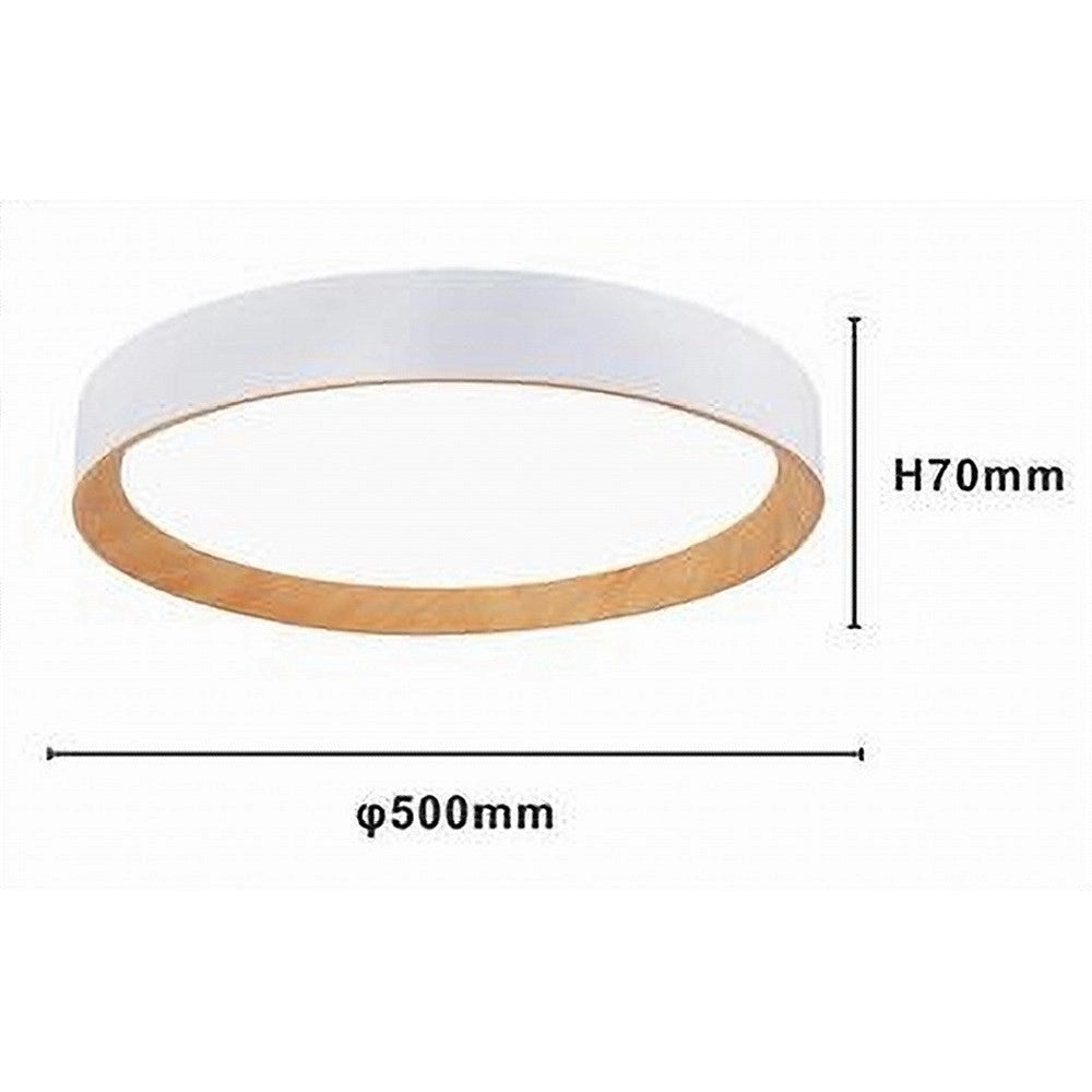Trade Shop - Plafoniera Led A Soffitto 68w Rotonda Bianco Con Venature Legno Luce 6500k 32774 -