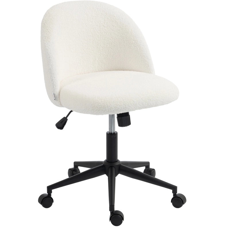 Sedia da ufficio girevole in teddy color crema con ruote