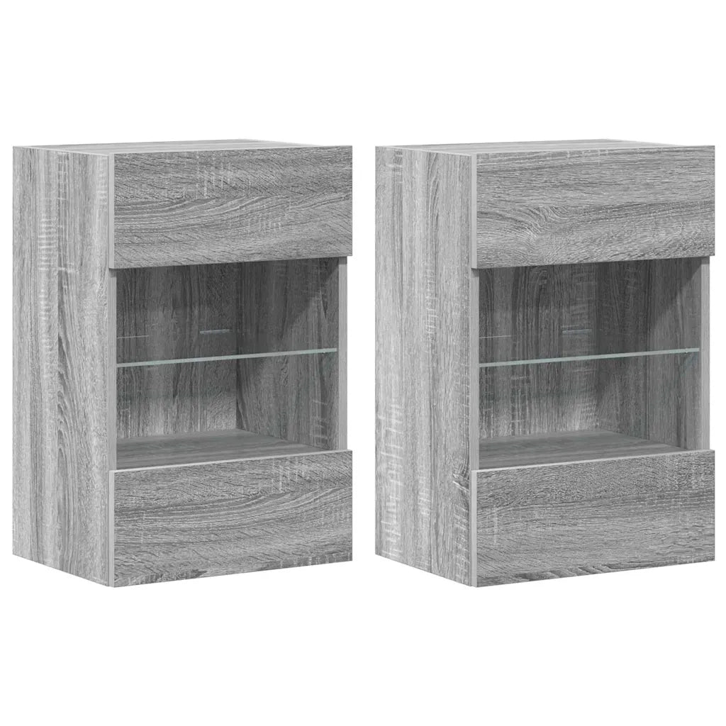 Mobili TV a Parete con Luci LED 2pz Grigio Sonoma 40x30x60,5 cmcod mxl 110109
