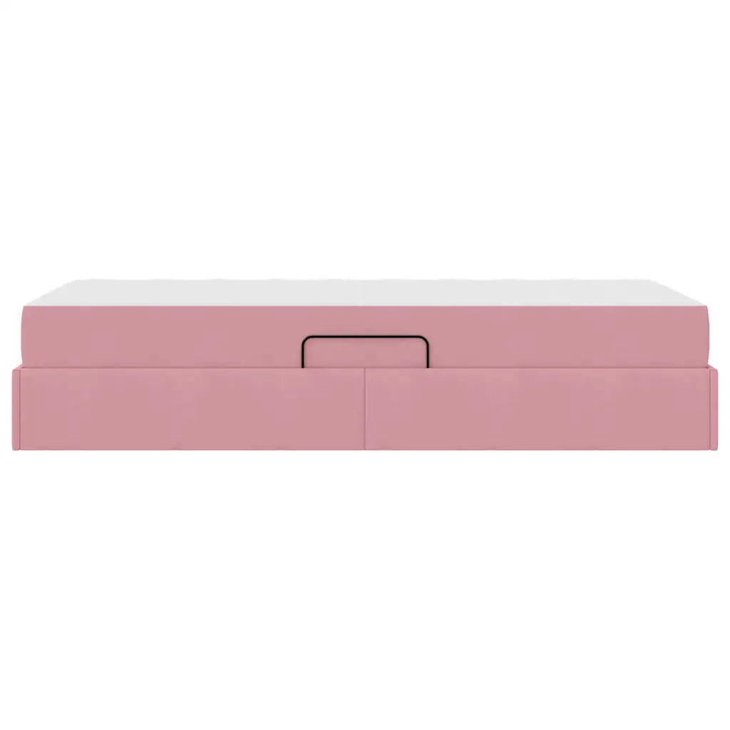Letto con contenitore e materasso Rosa 90 x 200 cm Velluto