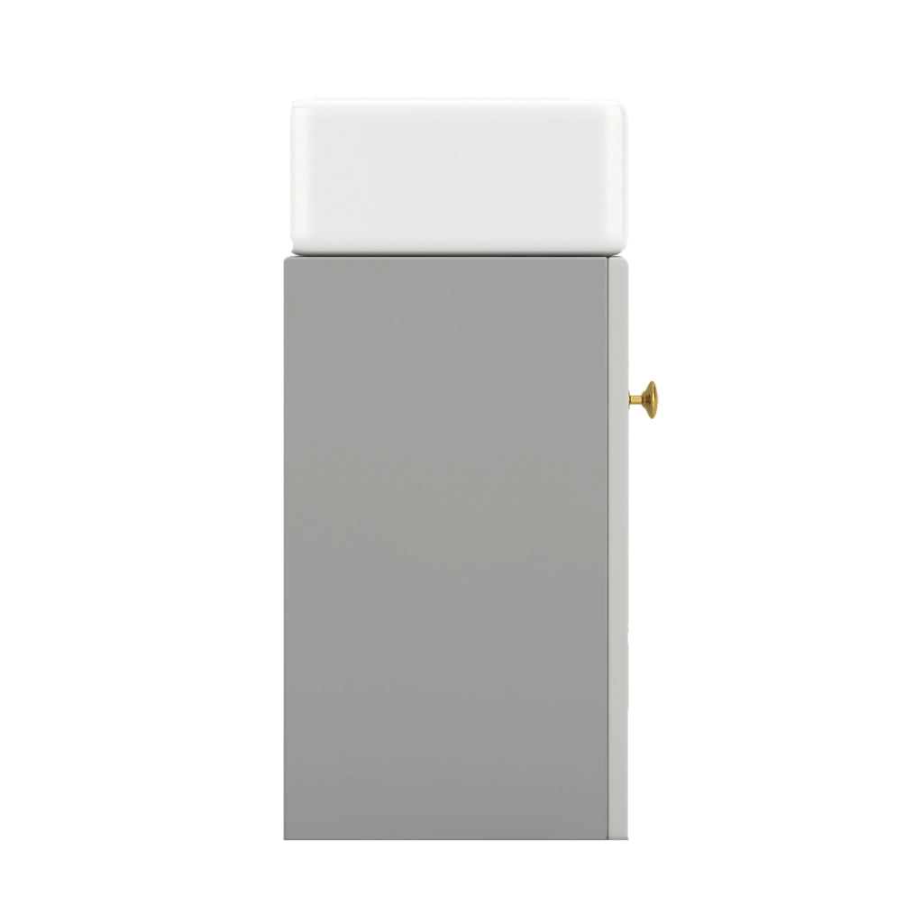 Mobile sottolavabo da bagno con 1 anta e lavabo in ceramica, per bagno piccolo, in MDF, grigio e bianco, 62 × 54 × 26 cm