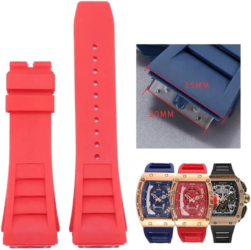 Canda di guardia in gomma da 25 mm-20 mm adatto per Richard Mille RM011 Serie Bracciale Vicchia Standing Cingcio d'oro