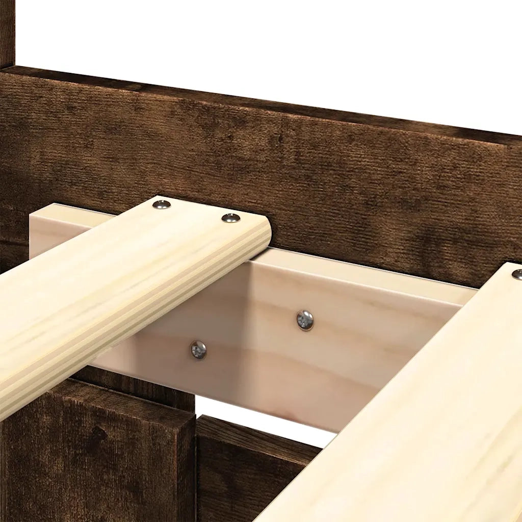 Letto matrimoniale | Letto per adulti | Giroletto con Testiera Rovere Fumo 200x200 cm Legno Multistrato