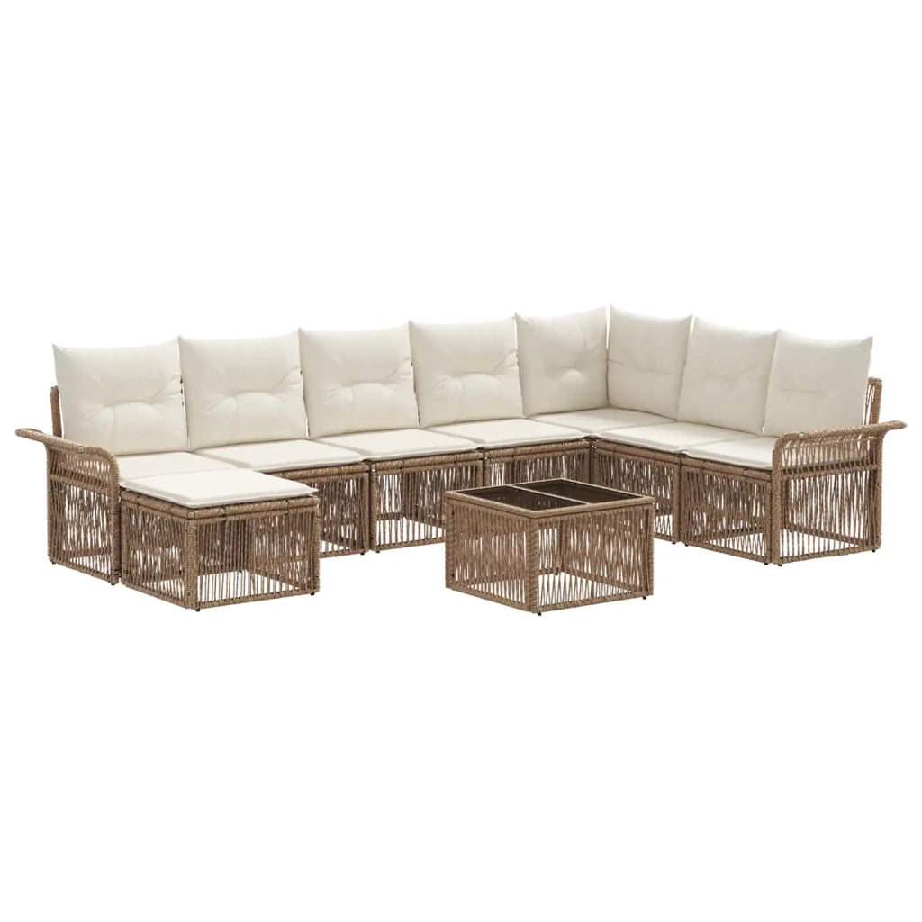 Set Divano da Giardino 9 pcs Beige polyrattan