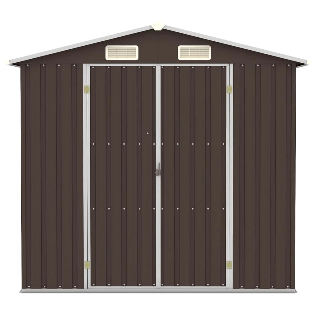Casetta da giardino cabina ripostiglio casetta da esterno robusta casetta per attrezzi 205 x 129 x 183 cm acciaio zincato marrone 02_0022280
