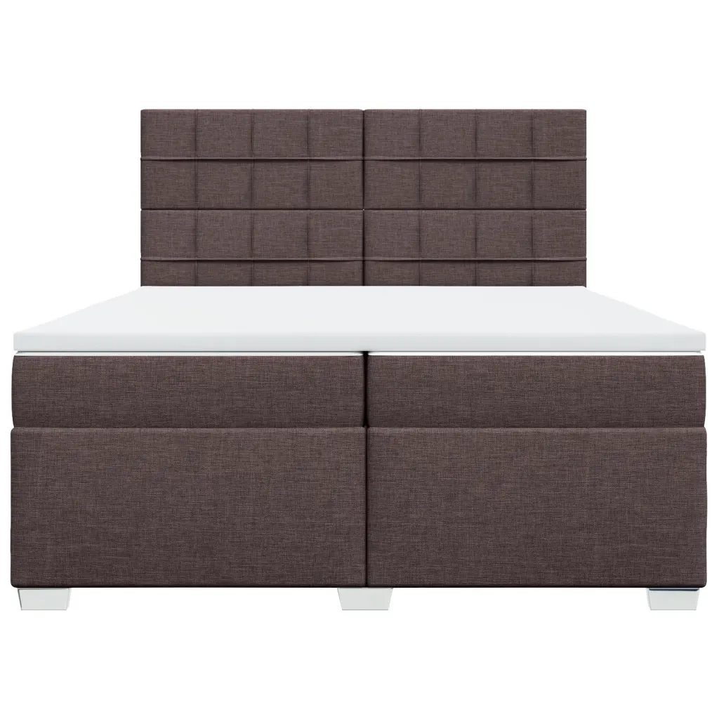Giroletto a Molle con Materasso Marrone Scuro 200x200cm Tessuto