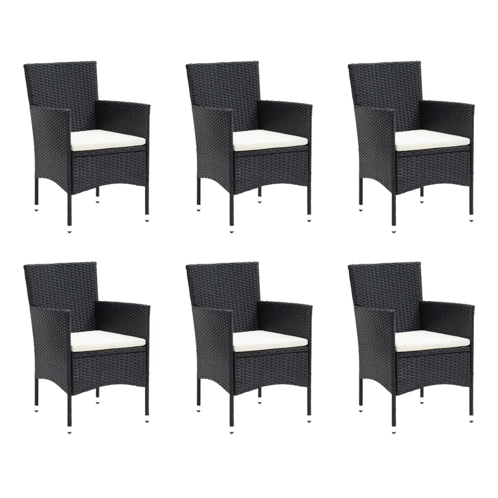 Set da Pranzo per Giardino 7 pz con Cuscini Polyrattan Nero cod mxl 43714