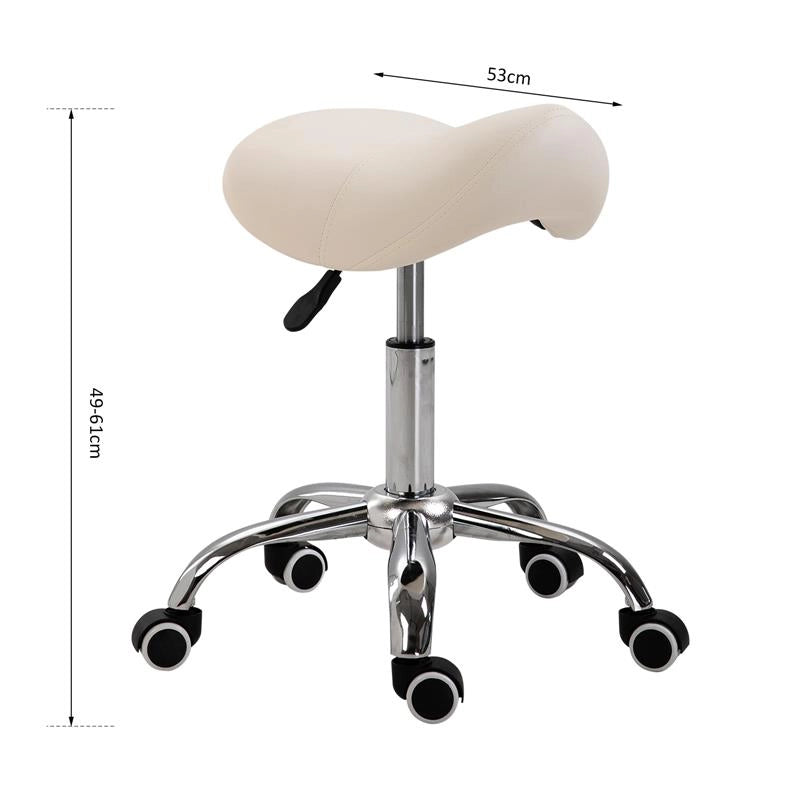 SGABELLO PER ESTETISTA PARRUCCHIERE SALONE SEDUTA SELLA 52X53X49-61 CM CREMA