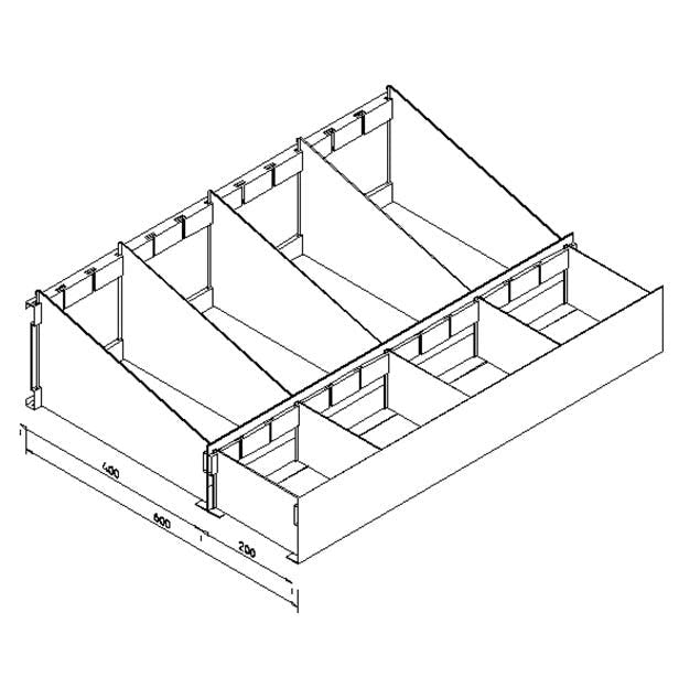 Cassettiera doppia zincata a 8 scomparti cm. 80x60