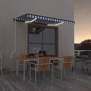 Tenda Automatica con Sensore Vento e LED 300x250cm Blu e Bianca cod mxl 43671