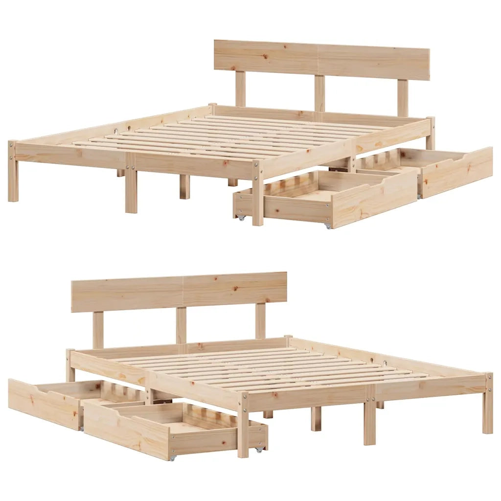 Letto senza Materasso 140x200 cm in Legno Massello di Pino 3301514