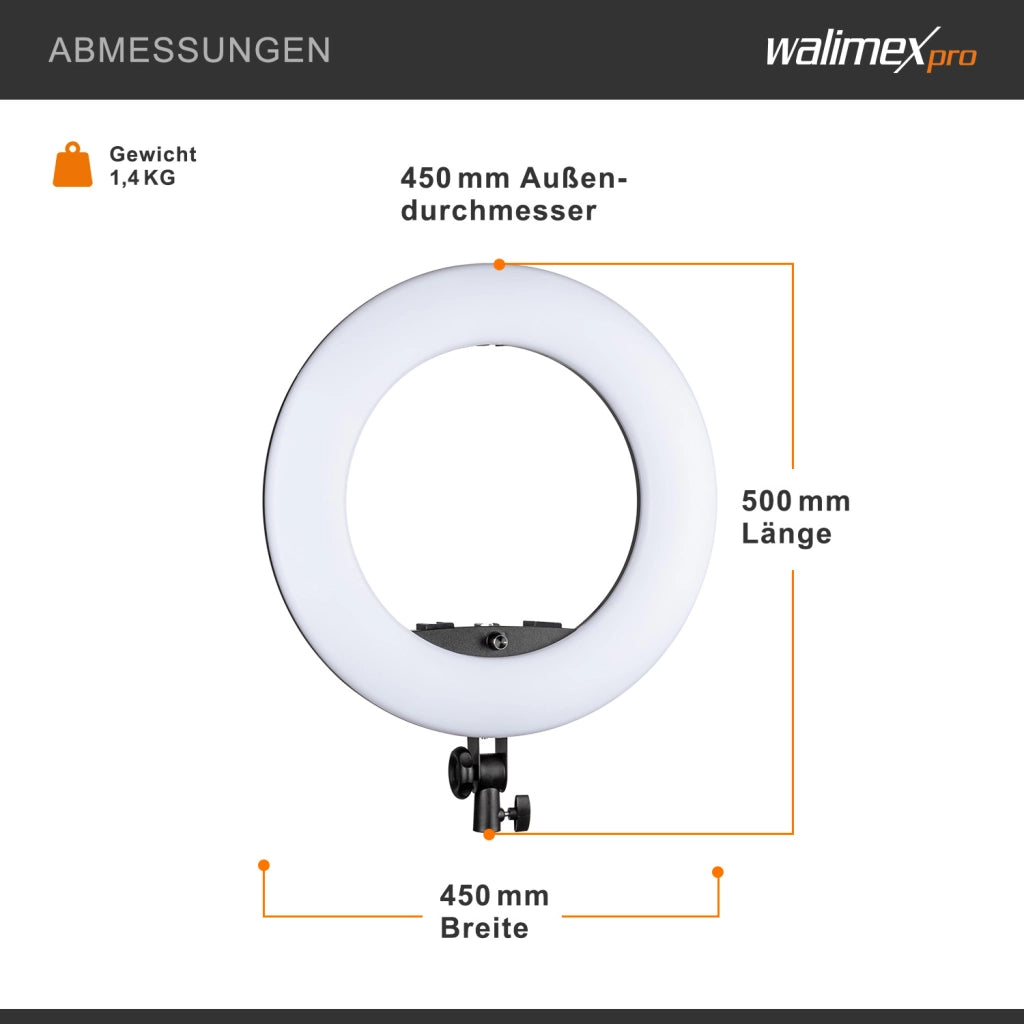 Ring light a LED Rainbow RGB da 60 W, Bi-Color, controllo tramite app, Luce ad anello per foto e video con supporto smartphone