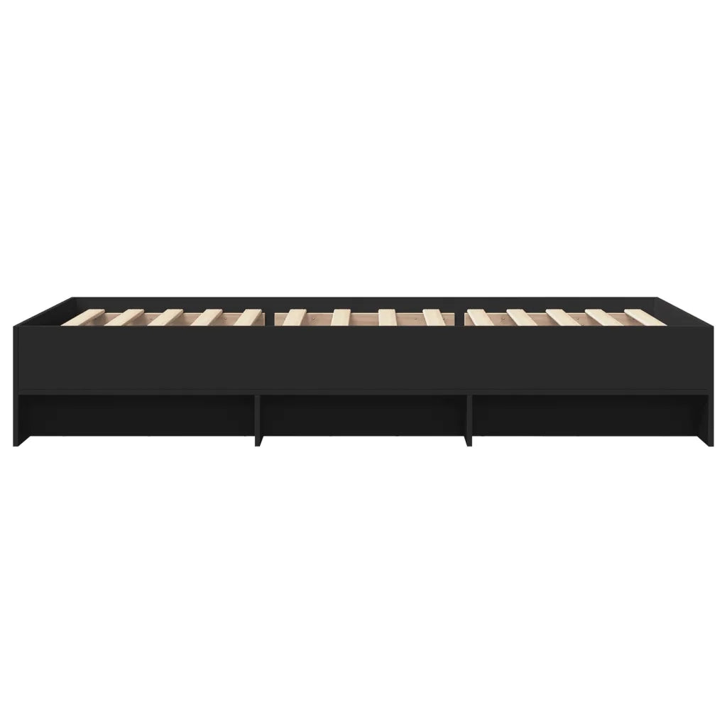 Letto singolo | Letto per adulti | Giroletto Nero 90x190 cm in Legno Multistrato