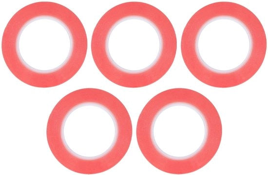 Doppia faccia adesivo con forte aderenza - 5 rotoli - Rosso - Materiale PET - Idrorepellente - Per artigianato/cadeaupapier - Nastro adesivo
