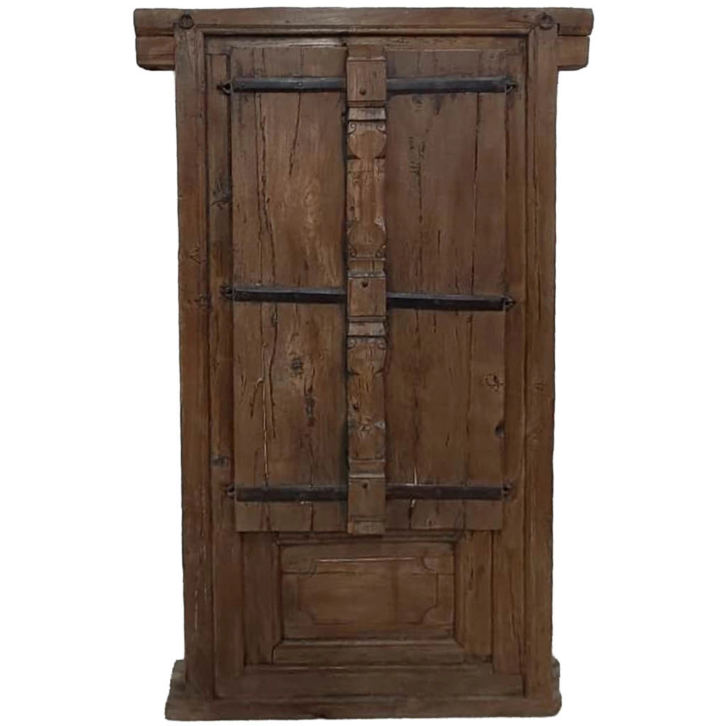 Finestra in legno con finitura artigianale marrone, 100x13x172h cm