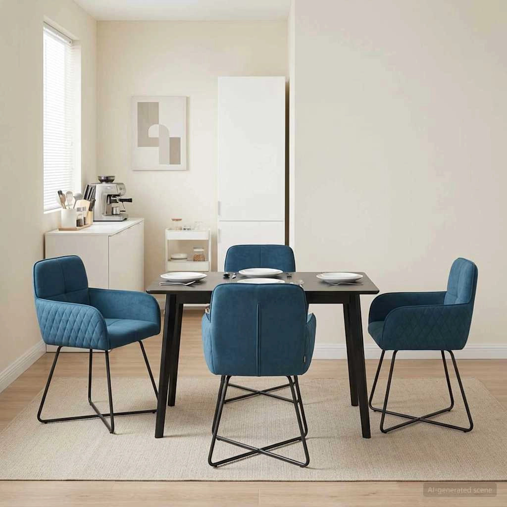 Sedie da pranzo 4 pz Velluto Blu 59 x 56,5 x 86 cm 3428216