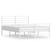 Letto matrimoniale | Letto per adulti | Giroletto con Testiera e Pediera Metallo Bianco 140x200 cm