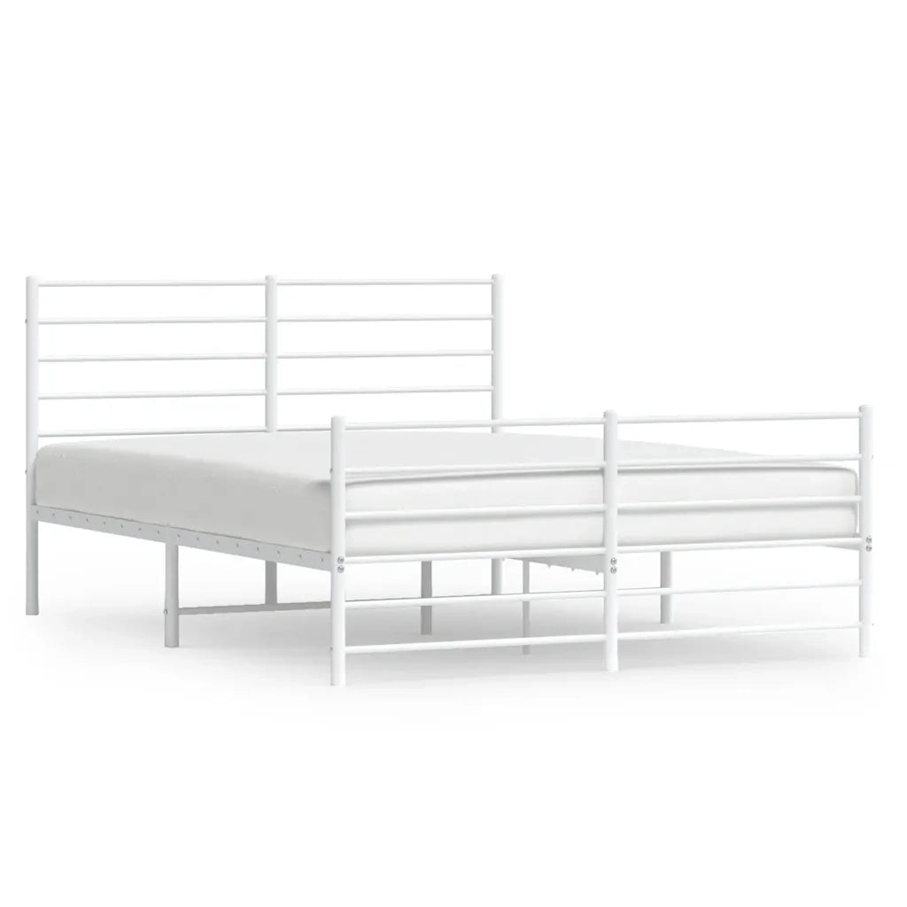 Letto matrimoniale | Letto per adulti | Giroletto con Testiera e Pediera Metallo Bianco 140x200 cm
