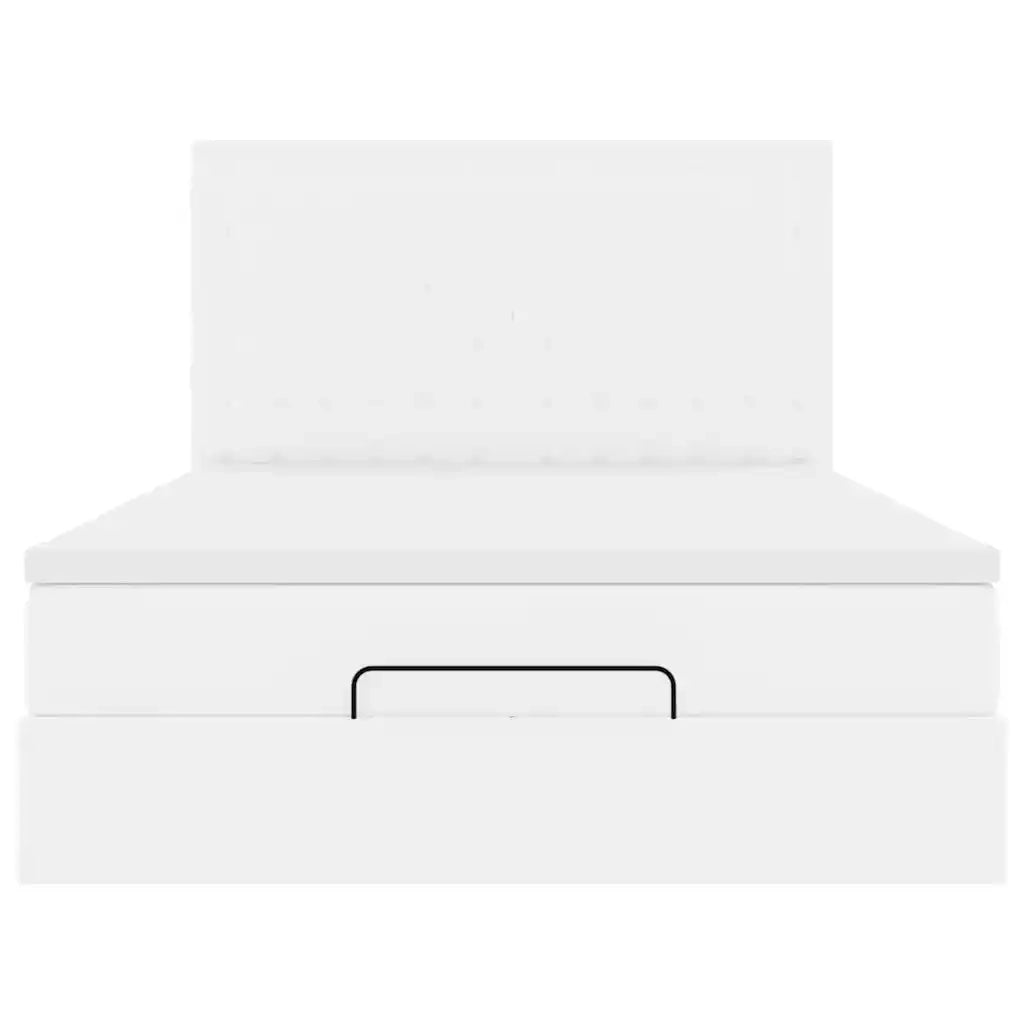 vidaXL Struttura Letto Pouf con Materasso Bianco 140x200 cm Similpelle