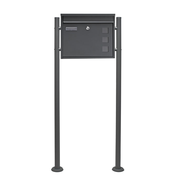 Set Cassetta postale singola autoportante V12 antracite, con telaio di supporto
