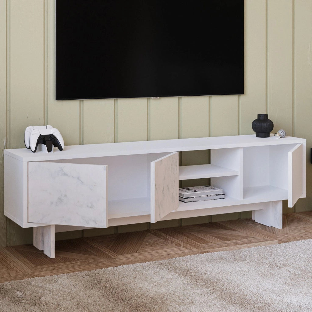 Porta TV in legno "Ravello" - 150 x 30 x 45 cm - Bianco