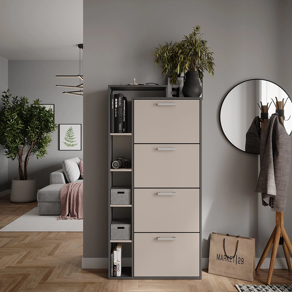 Vicco Scarpiera da ingresso Antracite/grigio 80 x 166.1 cm con 4 scomparti