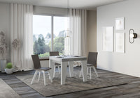 Tavolo Allungabile 90/246x90x77 cm Naxy Mix piano Cemento gambe Bianco Frassino