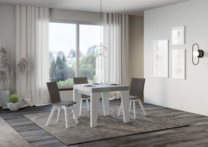 Tavolo Allungabile 90/246x90x77 cm Naxy Mix piano Cemento gambe Bianco Frassino