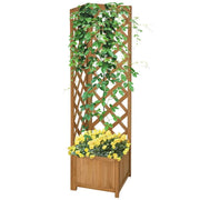 FIORIERA DA GIARDINO A FONDO CAVO IN LEGNO DI ABETE MARRONE CON GRIGLIATO PER RAMPICANTI E DECORAZIONI, 40X40X145 CM