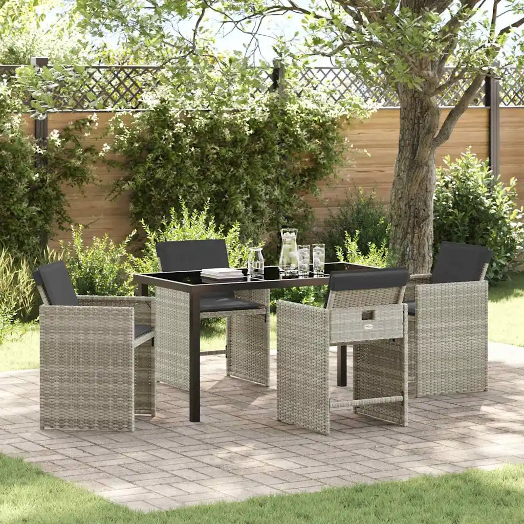 Set da Pranzo per Giardino 5 pcs Grigio chiaro polyrattan 3380706