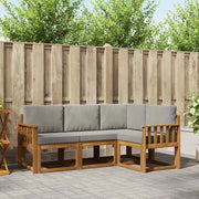 Set di divani da esterno 4 pcs Grigio Naturale e Chiaro