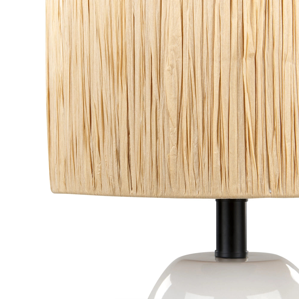 Lampada da tavolo Base in ceramica bianca Paralume in carta naturale Luce da comodino
