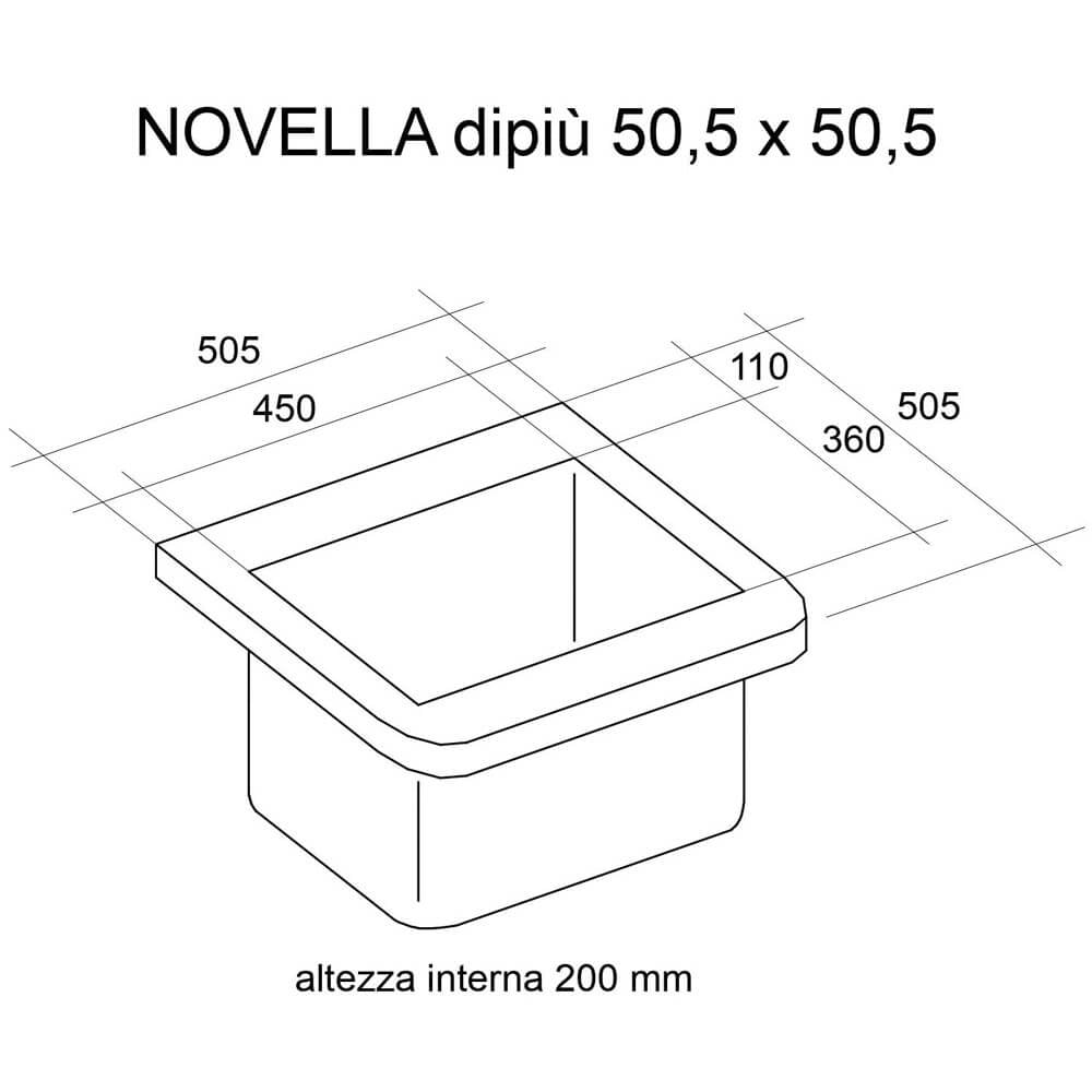 Mobile Lavatoio Sospeso 50,5x50,5x56 cm 1 Cassetto Montegrappa Novella Dipiù Antracite