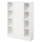 Armadietto da Bagno in Legno con 8 Ripiani e 1 Anta ¨C zephmum ¨C Bianco 71x22x100 cm