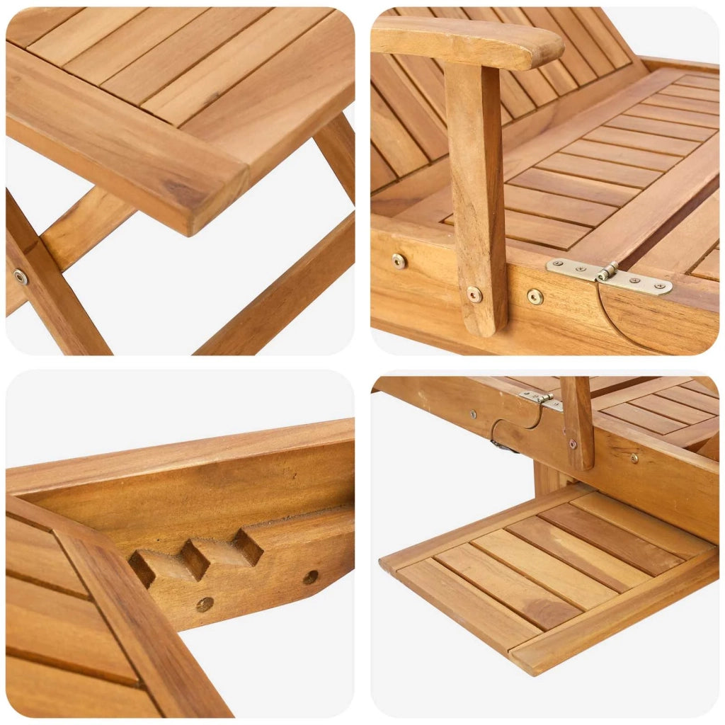 Lettino da sole con tavolo 2 pcs Marrone 40 x 40 x 40 cm