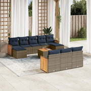 Set Divani da Giardino 11 pz con Cuscini Grigio in Polyrattan 3228105