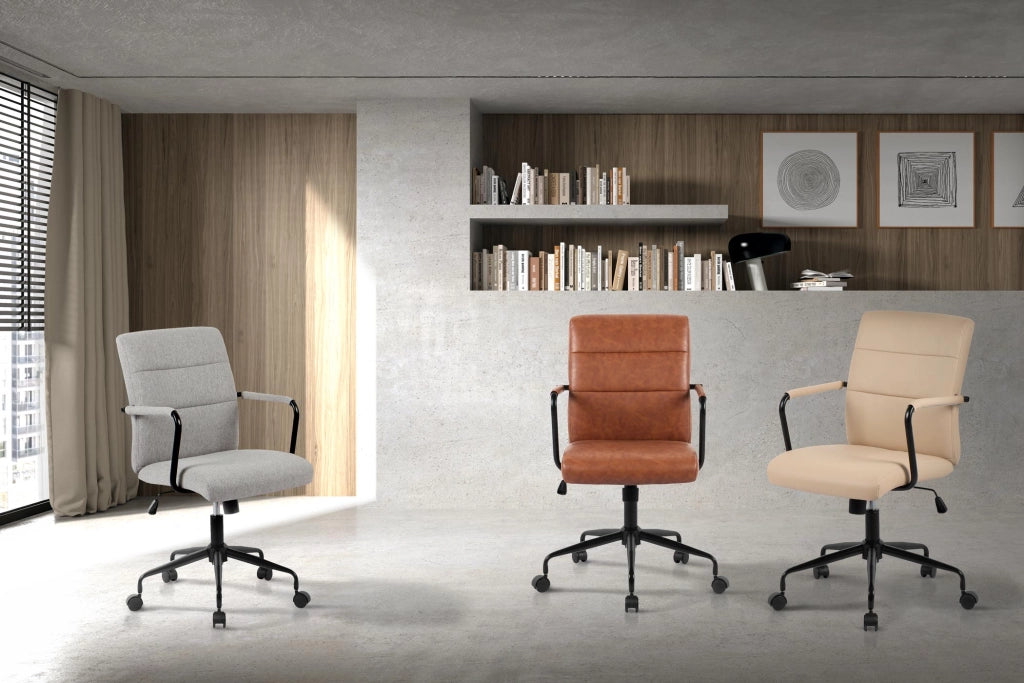 Sedia studio Hispanohogar regolabile in altezza similpelle marrone 99x64x70