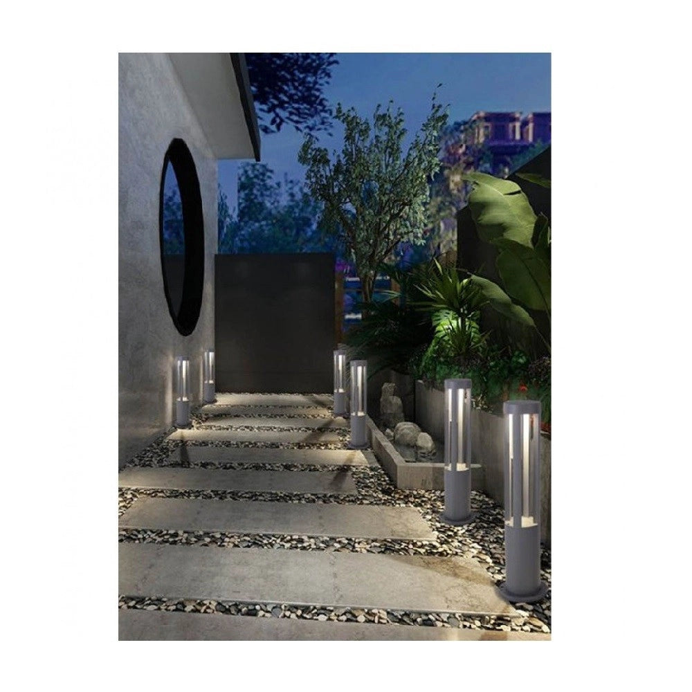 Trade Shop - Lampione Giardino Lampada 12 Watt Led Terra Esterno Ip65 Lampioncino Grigio Es28 -