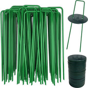 Tessere per giardino, 40 tessere in verde e 40 dischi di protezione, anticorrosione, stecchi in acciaio, tessere per giardino per erba sintetica, stecchi per tenda, telo per erbacce, telo per giardino, recinzione, 150 x 25 mm, 2,8 mm