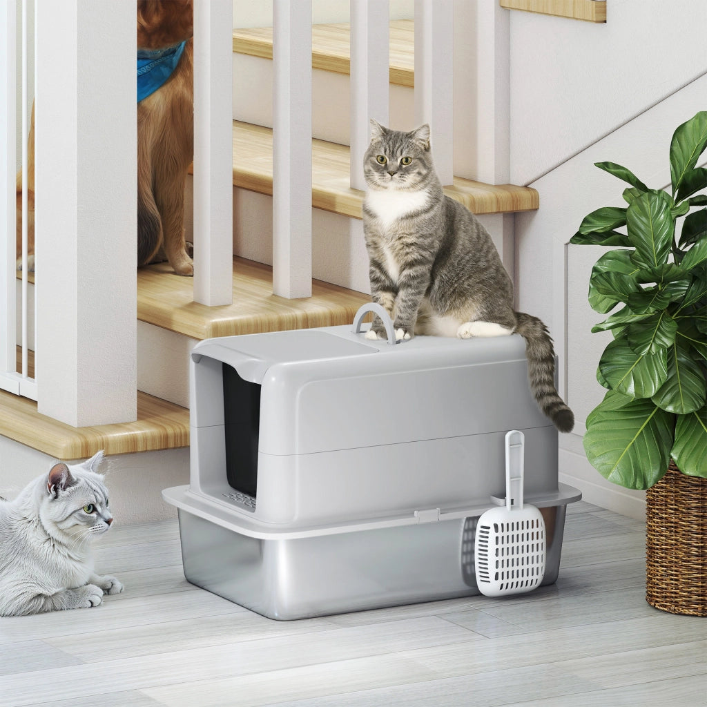 Lettiera per Gatti Chiusa ¨C zephmum ¨C Grigio Argento 40.5x60.5x41.5 cm