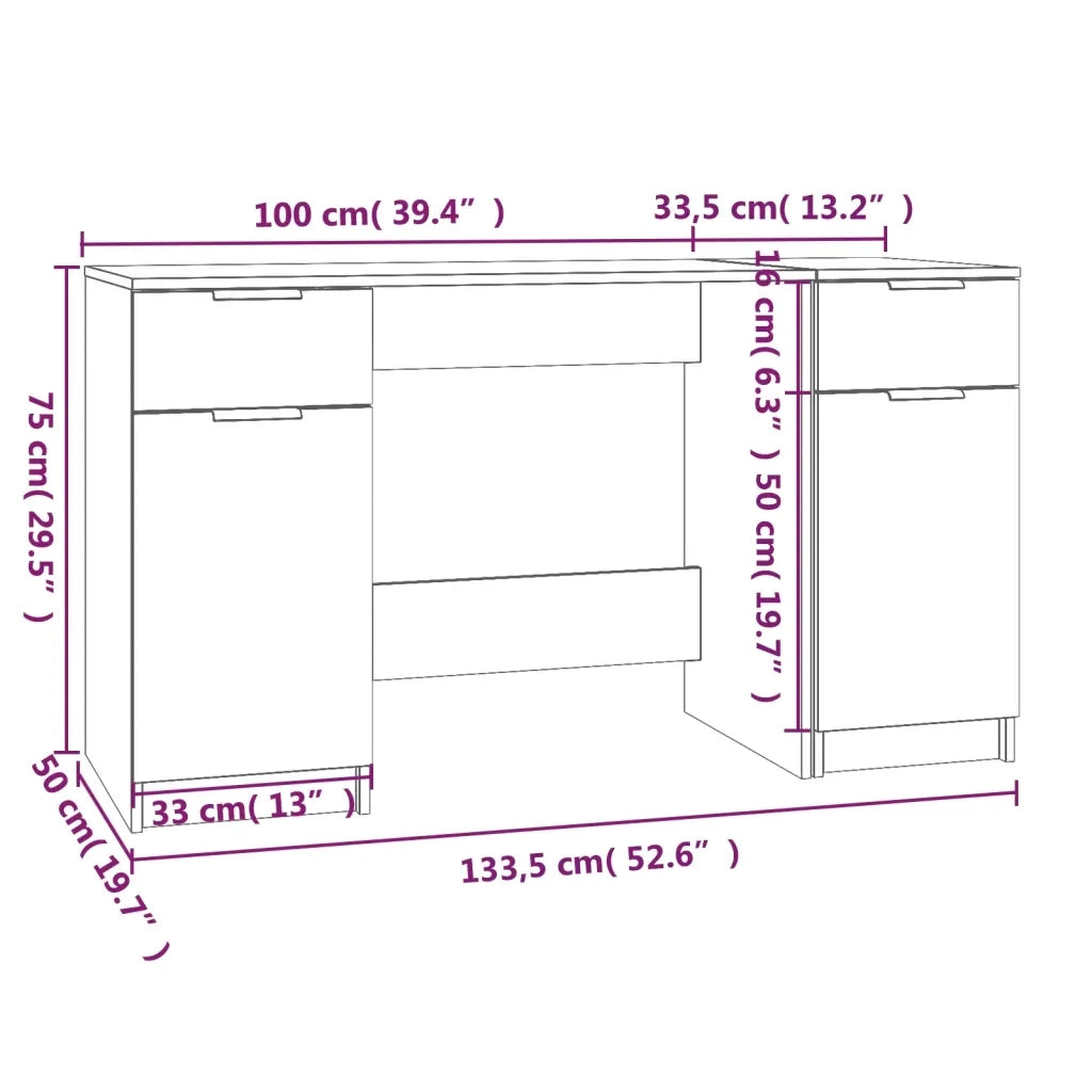 Scrivania con Mobile Laterale Bianco in Legno Multistrato cod mxl 67662