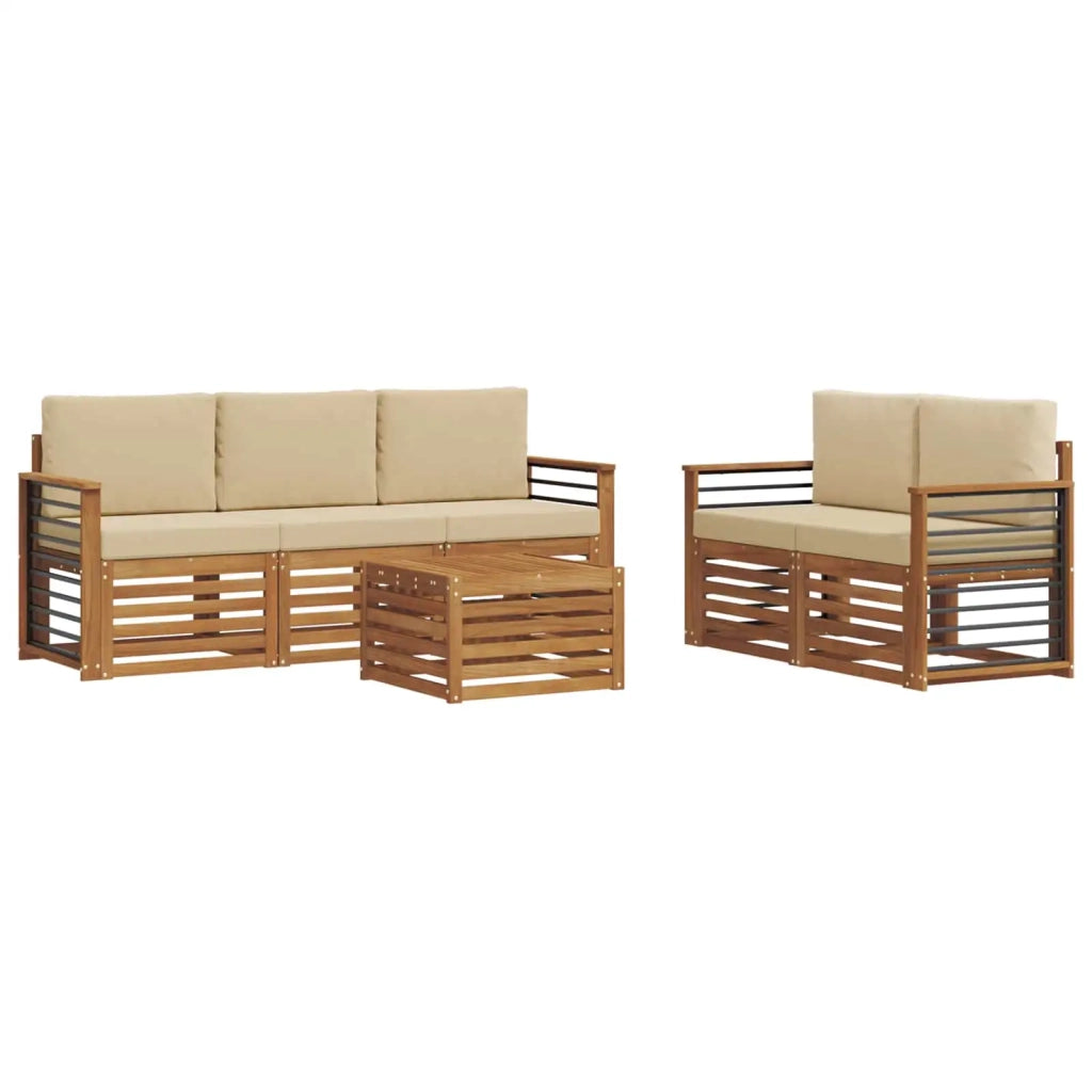Set di divani da esterno 6 pz Naturale e Beige 3374383