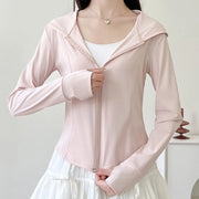 Gonna con protezione solare UPF 40+, cappuccio, leggera, protettiva dal sole, con chiusura a zip, maniche lunghe e tasche - XL