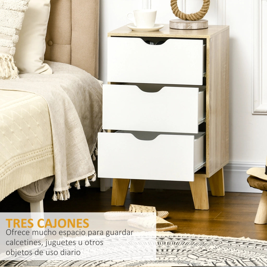 Cassettiera Moderna con 3 Cassetti ¨C zephmum ¨C 40x35x68,5 cm Legno Naturale