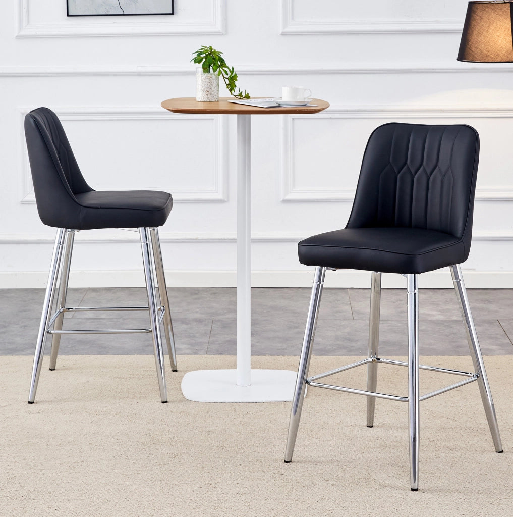 Set di 2 sgabelli da bar neri e argento in PU, H 100 cm